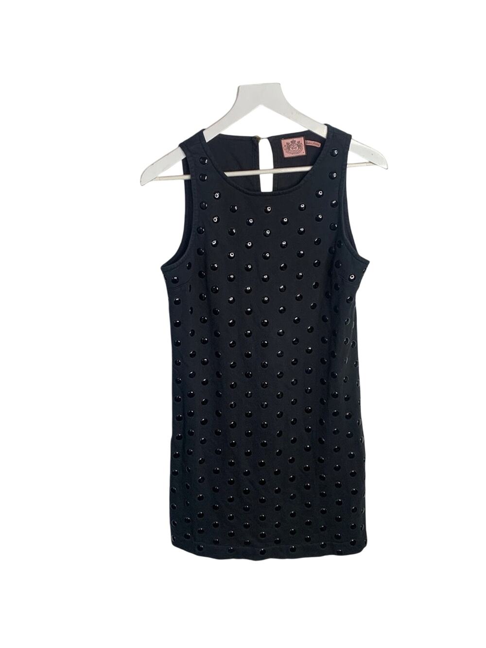 Juicy Couture Sleeveless Stud Embellished Black Shift Goth Punk Dress W-935 Sz M